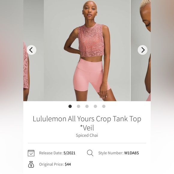 LULULEMON All Yours *Veil sheer crop tank top in Spiced Chai - Picture 2 of 7